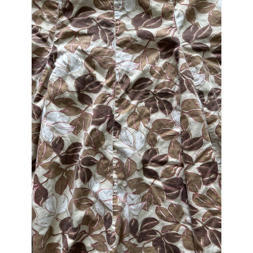Vintage Merona Skirt Womens 10‎ Brown Leaves Pleated Preppy Y2K Career Coquette - Picture 6 of 8